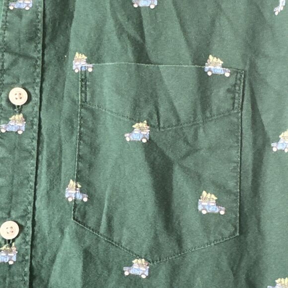 American Eagle Mens Shirt Sz M Green Long Sleeve Holiday Trucks W/Christmas Tree - Picture 3 of 10
